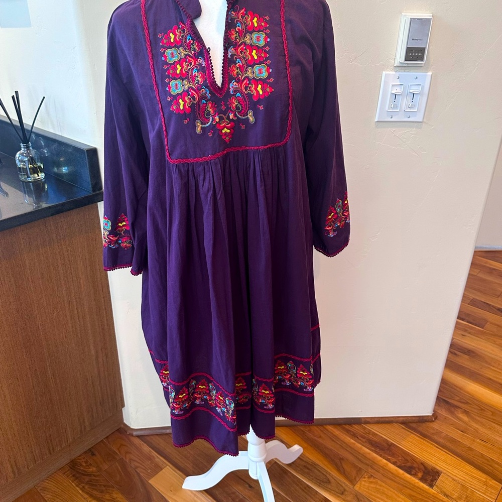 Purple embroidered tunic
